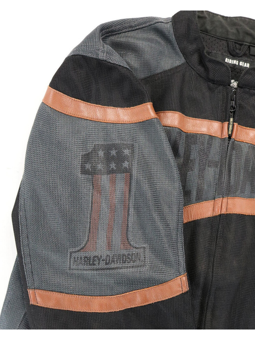 harley davidson jacket M black gray mesh leather #1 armor pockets bar USA hdmc